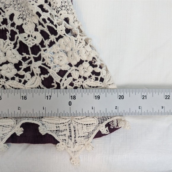 Umgee USA Womens Medium Burgundy Wine Cream Ivory Lace Romantic Boho Tunic Top - Picture 13 of 16